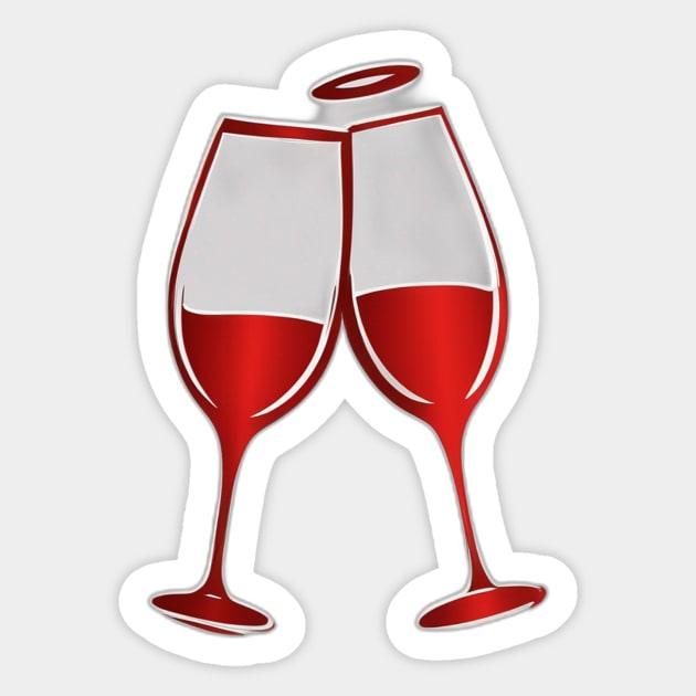 Angelic Toast - Heavenly Red Wine Glasses Design No. 1009 Sticker by cornelliusy